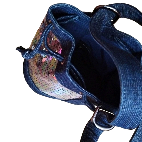 Authentic Chanel Sequins Mini Denim Bucket Bag - Picture 6 of 8